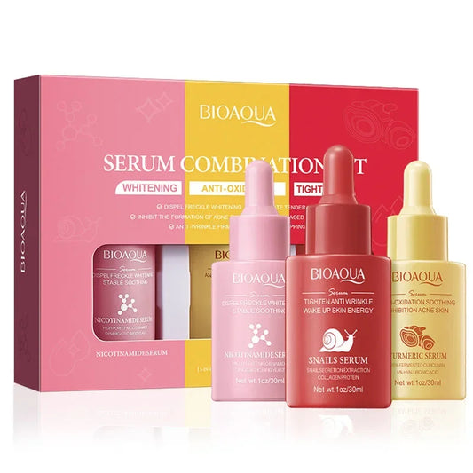 3pcs BIOAQUA Snail Turmeric Nicotinamide Facial Serum Set