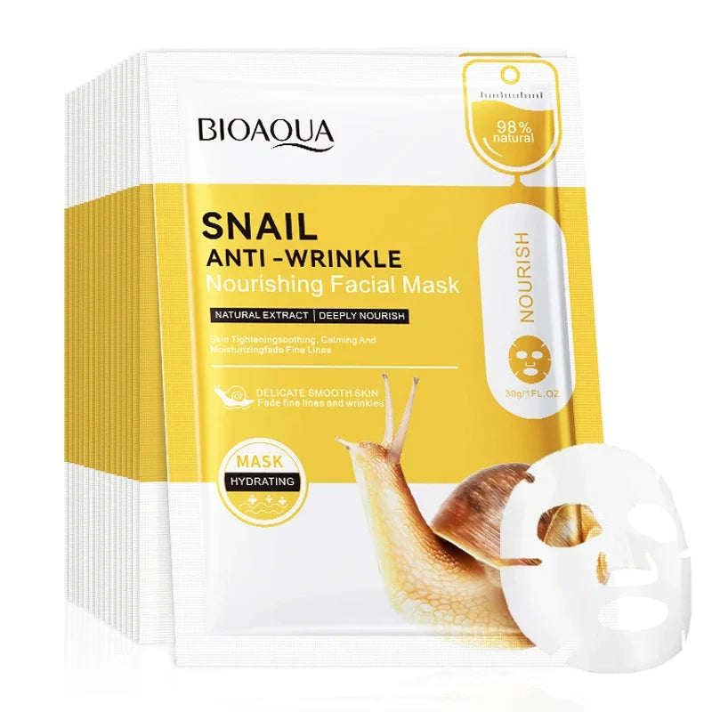 10pcs BIOAQUA Snail Anti Wrinkle Face Mask