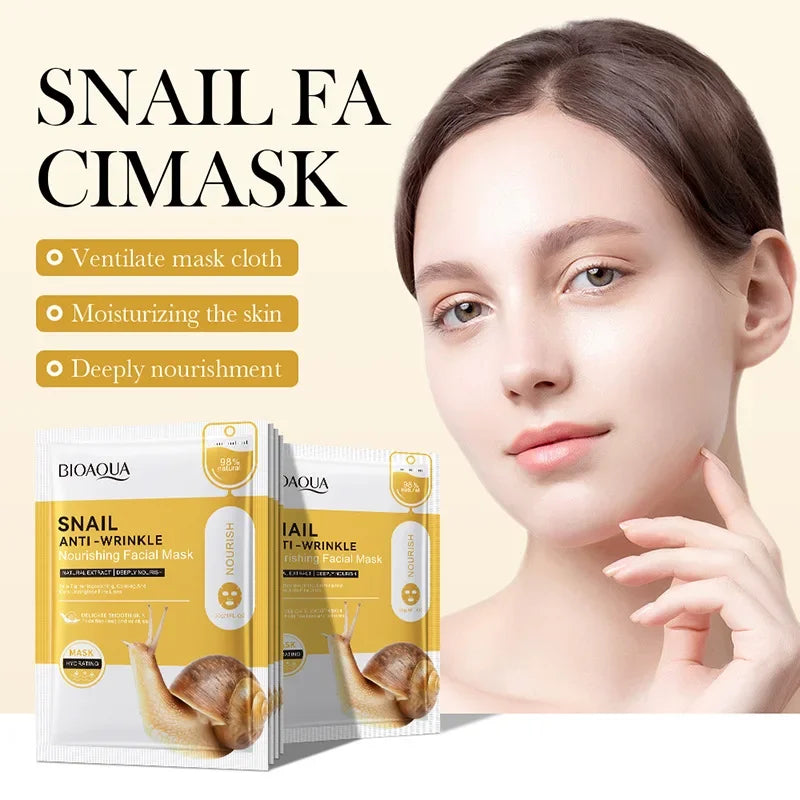 10pcs BIOAQUA Snail Anti Wrinkle Face Mask